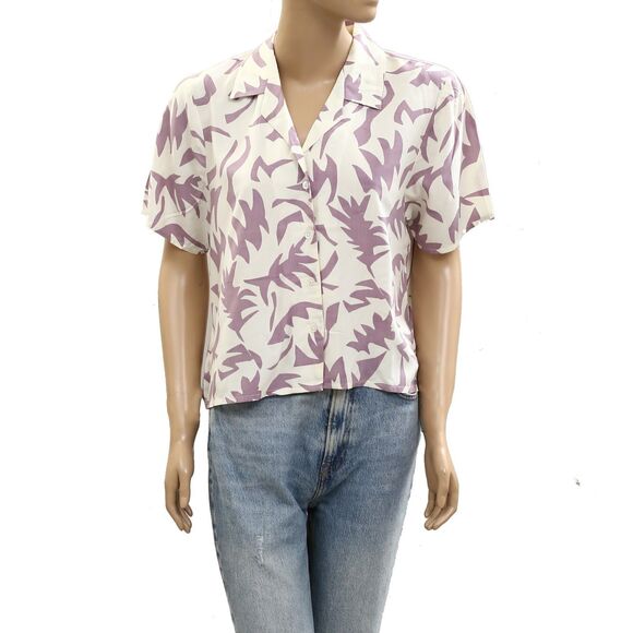 Mollusk California Womens Aloha Shirt Top Tropical Artwork Short Sleeve S 284640 - Picture 6 of 10